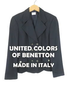 90s ベネトン ★ イタリア製 レディース メタルボタン ブレザー 紺ブレ 44 ★ UNITED COLORS OF BENETTON コインボタン 金 テーラード