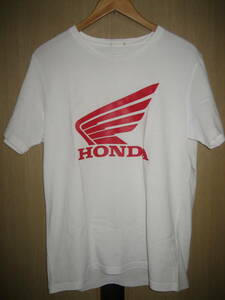 HONDAとGUコラボ ビッグ赤色ウイングマークロゴ 半袖 白 ホワイト Ｌサイズ　メンズTシャツ 