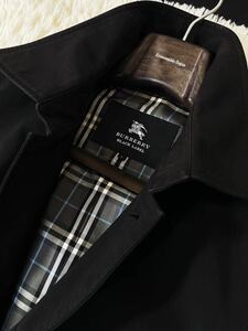 B8【梅雨の季節に大活躍】定価14万●超美品BURBERRY BLACK LABEL●高級トレンチコート バーバリーコート メンズ 三陽商会 L