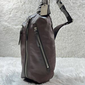 美品/COACH coach コーチ ボディバッグ ボディーバッグ ショルダーバッグ クロスボディ 斜め掛け レザー シボ革 メンズ ブラウン 茶色