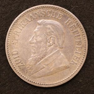 南アフリカ共和国 2 1/2シリング銀貨（1892）14.14g、32.3mm[E4077]コイン