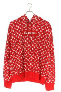 シュプリーム ルイヴィトン SUPREME LOUISVUITTON 17AW Box Logo Hooded Sweatshirt サイズ:L モノグラムボックスロゴパーカー 中古 SJ02