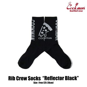 COOKMAN クックマン　ソックス 　Rib Crew Socks Reflector Black リフレクター　ブラック