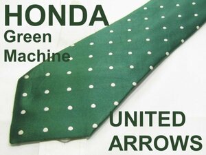 C 981 【ホンダ】ホンダグリーンマシーン ユナイテッドアローズ HONDA Green Machine UNITEDARROWS ネクタイ 緑系 ドット柄ジャガード