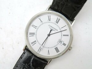 1円◆稼働◆ ロンジン L4.720.4 ホワイト クオーツ ユニセックス 腕時計 M46105