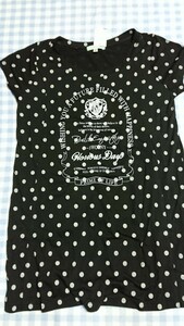 440未使用・保管品☆マタニティ☆授乳服☆Tシャツチュニック　黒ドットL