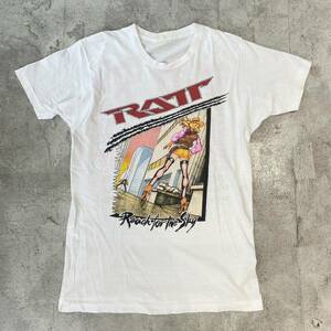 89s Vintage RATT ヴィンテージ ラット Reach For The Sky TOUR TEE ロックT バンドT ツアーT Tシャツ 1989 80s ホワイト 系 サイズ L