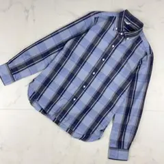 美品 サイベーシックス コットンチェックシャツ 青 紺 サイズ38*FC759