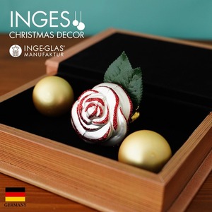 クリスマスツリー 飾り オーナメント INGE-GLAS MANUFAKTUR [不思議の国のアリス］バラ rose 白 5cm［10033S020］