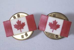 カナダ国旗 ピンバッジ 2個セット メイプルリーフ旗 昭和レトロ CANADA The Maple Leaf Flag Badge