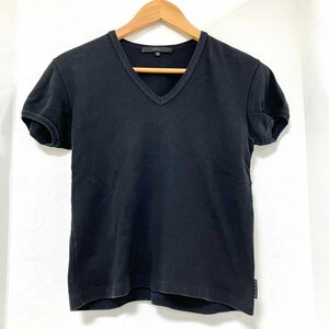 A) GUCCI グッチ 無地 ブラック系 半袖 トップス Vネック size S 262-5115-7151 100％ コットン表記 毛羽立ち有 中古 USED