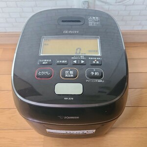 圧力IH炊飯ジャー 象印 ZOJIRUSHI 炊飯器 豪炎かまど釜 ブラック 10合 一升炊き 19年製 動作確認済み NWーJU18