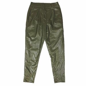 美品 エリオポール heliopole フェイクレザーテーパードパンツ ボトムス カーキ ECO LEATHER TAPERED PANTs サイズ36 22003022066