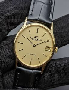 中古美品 希少 IWC シャフハウゼン Ref.3277 デイト 2針 18K 750 ジャガールクルト製ムーブメント 薄型自動巻 Cal.3252 メンズ 腕時計