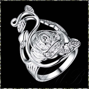 [RING] 925 Sterling Silver Plated Luxury Beautiful Rose HUGE ローズ 薔薇 (バラ) リング 13号