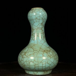 ◆古寳堂◆宋 汝窯 冰裂紋 蒜頭瓶 古陶瓷品 極細工 古置物 古擺件 中国古美術 時代物 古董品
