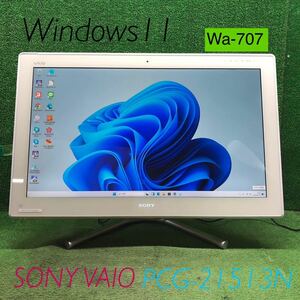 Wa-707 激安 OS Windows11搭載 モニタ一体型 SONY VAIO PCG-21513N Intel Core i5 メモリ4GB HDD500GB Office Webカメラ搭載 中古品