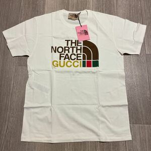 HA705 未着用タグ付き THE NORTH FACE × GUCCI コラボ 半袖Tシャツ 615044 ロゴ sizeM 2021 グッチ ノースフェイス