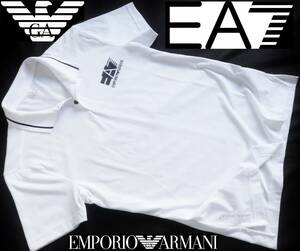 新品★EA7★エンポリオ アルマーニ★ホワイト ポロシャツ★軽量 蒸散 VENTUS 7★白 ニットシャツ L★EMPORIO ARMANI☆192