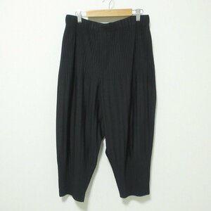 美品 HOMME PLISSE オム プリッセ イッセイミヤケ BASICS PLEATED TAPERED PANTS プリーツ テーパード イージーパンツ 3 ブラック