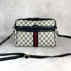 極 美品 GUCCI オールドグッチ ネイビー シェリーライン ショルダーバッグ