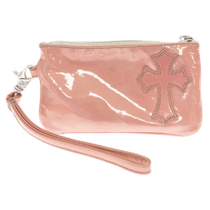 クロムハーツ ZPR CHG WRISTLET SML ジッパーチェンジパース ストラップ付クロスパッチダガージップレザーコインケース ピンク