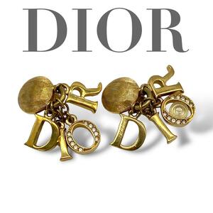 Dior ディオール ロゴチャーム イヤリング ラインストーン