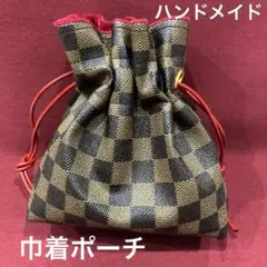 ハンドメイド 巾着 ポーチ  市松 和柄