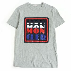 美品□20SS MONCLER/モンクレール MAGLIA T-SHIRT ロゴワッペン/プリント コットン100％ クルーネック 半袖Tシャツ グレー M 正規品