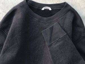 AURALEE [BACK WOOL SWEAT BIG P/O] 3 オーラリー メンズ スウェットシャツ トレーナー セーター パーカー 黒 ブラック メリノウール