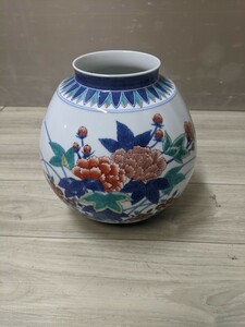 有田焼 哲山作 花瓶 染付 花器　陶器