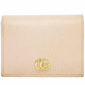 本物 グッチ GUCCI GGマーモント 折財布 コンパクトウォレット カードケース レザー ピンク 456126