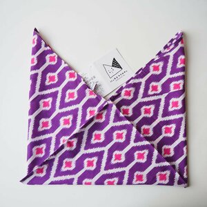 ハンカチフクロサン 40 あずま袋 エコバッグ ハンカチ インド綿 プチギフト 使い勝手 手ぬぐい ユニーク 可愛い 個性的 紫