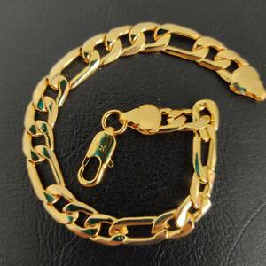 1円スタート フィガロチェーン 喜平ブレスレット 18K Gold Plated 18KGP 鍍金 ゴールド bracelet 20㎝ レディース メンズ ユニセックス 327