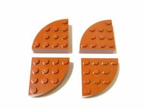 凸レゴ凸　%2577　4x4扇型ブロック（濃オレンジ）　4個