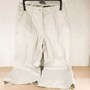 DKNY ダナキャラン ズボン ボトムス パンツ 長ズボン 7部丈 ホワイト ベージュ系 スラックス 古着 