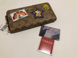 ［1円スタート］COACH コーチ　長財布　スヌーピーコラボ　シグネチャー 新品未使用　ベージュ　c4598