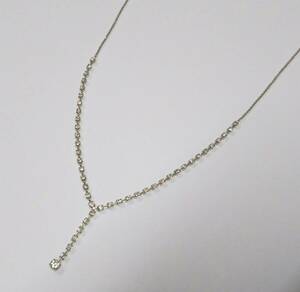 【クリーニング済】Pt850 プラチナ ネックレス 総重量約4.3g ダイヤ1.00ct 約42.5cm デザインネックレス