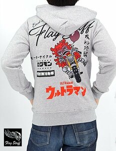 ウルトラマン×FLAG STAFF スウェットパーカー「ピグモン」◆Flagstaff グレーXXLサイズ 431017 フラッグスタッフ 刺繍 円谷プロ バイカー