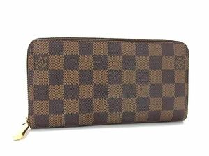 1円 ■極美品■ LOUIS VUITTON ルイヴィトン ダミエ N60015 ダミエ ジッピーウォレット 長財布 ウォレット 札入れ ブラウン系 AX6413