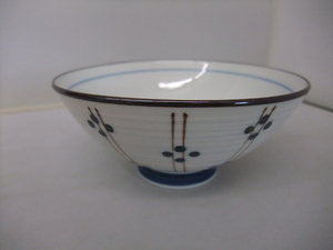 日本製　美濃焼　十草丸紋　青茶碗　　大きめサイズ　飯碗　茶碗　お父さん・お兄さんに