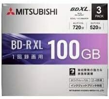 三菱化学メディア 4倍速対応BD-R XL 3枚パック　100GB ホワイトプリンタブル VBR520YP3D1