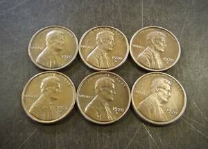 1セントコイン 1970～1979年の6枚セット S刻印 送料無料　（13064）リンカーン USA お金 貨幣 硬貨 ペニー アメリカ　　