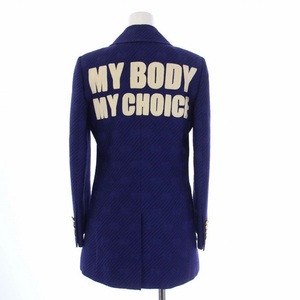 グッチ GUCCI MY BODY MY CHOICE GG柄 テーラードジャケット 3B 金ボタン 36 S 紺 ネイビー 594811 /KH レディース