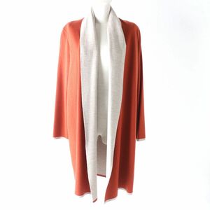 極美品★正規品 FOXEY フォクシー 40193 Cardigan Spur サールロングカーディガン フロントオープン オレンジ×ベージュ レディース 日本製