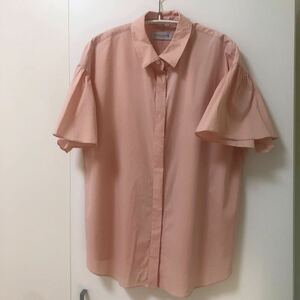 1度着用のみ！used美品マッキントッシュロンドン半袖フリルブラウスサイズ38ピンク