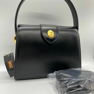 タグ付き 未使用品 DAKS LONDON ダックス ロンドン レザー フォーマル レザーハンドバッグ ゴールド金具 黒 ブラック ショルダー付属 aa505