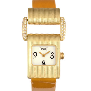 ピアジェ PIAGET 5222 ミスプロトコール 腕時計 クォーツ ホワイトシェル文字盤 金無垢 ダイヤモンド 替えベルト付 レディース