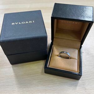 西542 BVLGARI ブルガリ ダブルロゴリング 1Pダイヤ 750 18K WG ホワイトゴールド 約11.5号 中古 箱付き 重さ 約6.7g 指輪 アクセサリー 