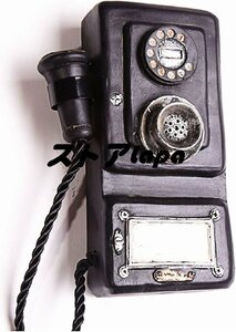 装飾電話機 壁掛け電話モデル飾る、昔ながらのコード付き電話固定電話ホームオフィスホテル用有線電話、黒 q3109